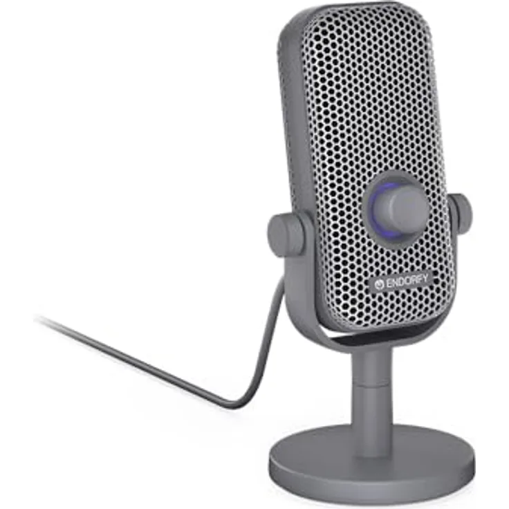 ENDORFY Solum Voice S Alt Gray, Gaming PC Mikrofon mit RGB-Beleuchtung, USB Plug & Play, Tap-to-Mute-Button, GAIN-Regler, Nierencharakteristik