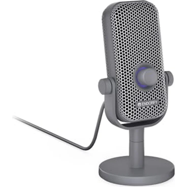 ENDORFY Solum Voice S Alt Gray, Gaming PC Mikrofon mit RGB-Beleuchtung, USB Plug & Play, Tap-to-Mute-Button, GAIN-Regler, Nierencharakteristik – Bild 1