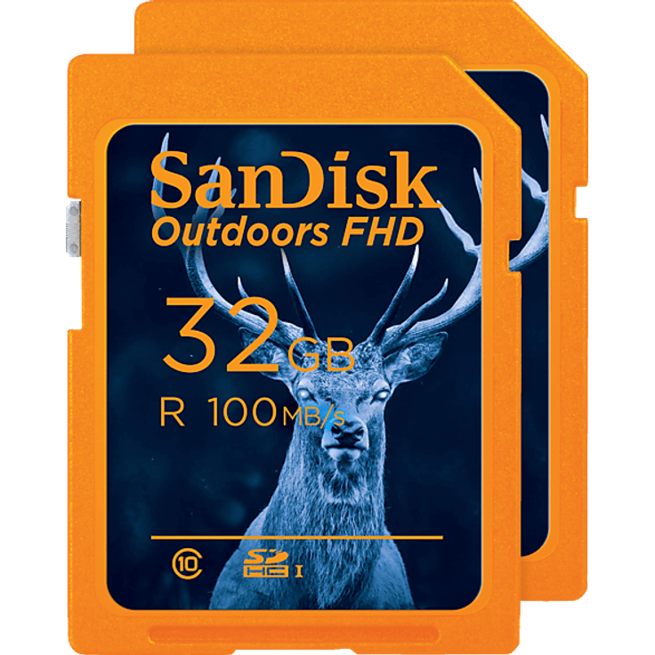 SanDisk Outdoors FHD SDHC SD-UHS-I-Karte, 32 GB, 100 MB/s, 2er Pack, orange