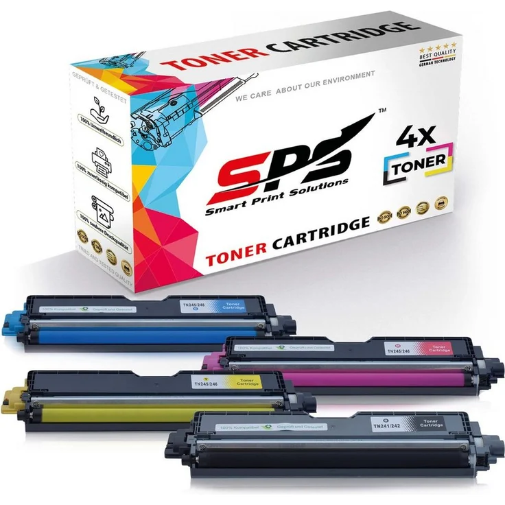SPS Tonerkartusche 4er Set für Brother MFC-9340CDW, TN-242 Schwarz, TN-246 Cyan, Magenta, Gelb, hohe Druckqualität
