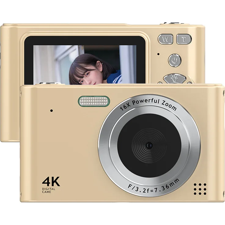 Lixada 4K-Digitalkamera-Camcorder, 48 MP, 16-fach Digitalzoom, 2,4-Zoll Bildschirm, Gold