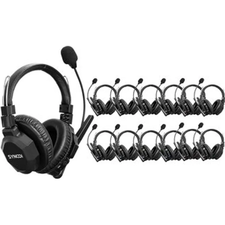 SYNCO Xtalk XMax 13, Wireless Intercom System mit 500m Reichweite, KI-Rauschunterdrückung und Dualmikrofon, 13 Headsets