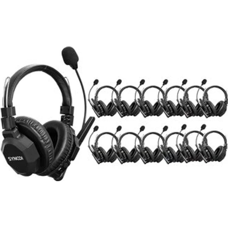 SYNCO Xtalk XMax 13, Wireless Intercom System mit 500m Reichweite, KI-Rauschunterdrückung und Dualmikrofon, 13 Headsets