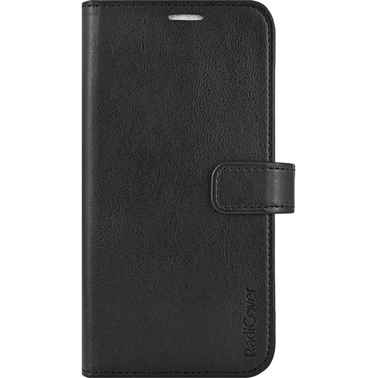 Radicover Flipcov Smartphone Hülle für iPhone 16 Plus, Anti-Strahlung, RFID-Schutz, 3 Kartenfächer, Schwarz PU