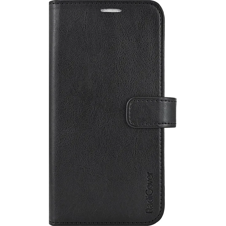 Radicover Flipcov Smartphone Hülle für iPhone 16 Plus, Anti-Strahlung, RFID-Schutz, 3 Kartenfächer, Schwarz PU