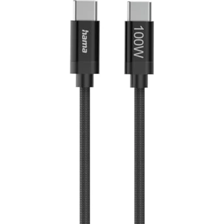 Hama Fabric USB-C Kabel, 0,48 Gbit/s, 100W, 1,5 m, Schwarz – Bild 6