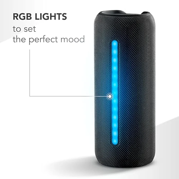 Music Sound Hype 20, Bluetooth-Lautsprecher mit 20 W Leistung, wasserdicht nach IPX6, schwarz, mit RGB-Lichtern und 5 Stunden Spielzeit – Bild 3