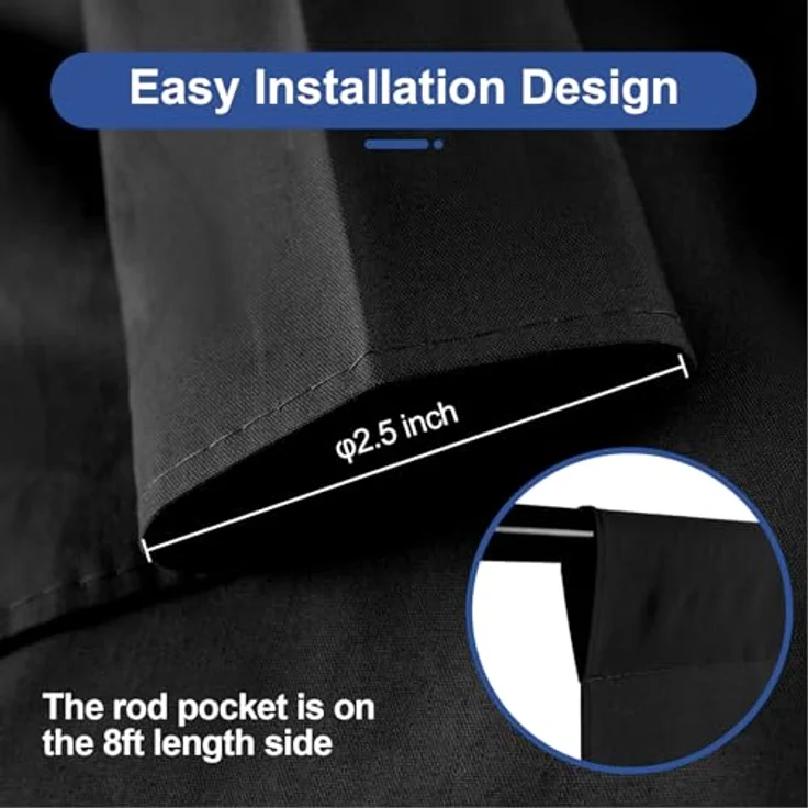 EMART Fotohintergrund Schwarz 2,4 x 3m, nicht reflektierender Polyester Backdrop mit Stangentasche und 4 Clips für Fotografie und Videoshooting – Bild 3
