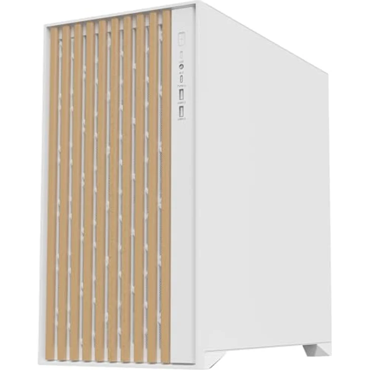 iTek Case Woody - Gaming Tower, ATX, 3x14cm White Fan, 2xUSB3, Type-C, Wood Front, Temp Glass Side Panel, White Edition – Bild 3
