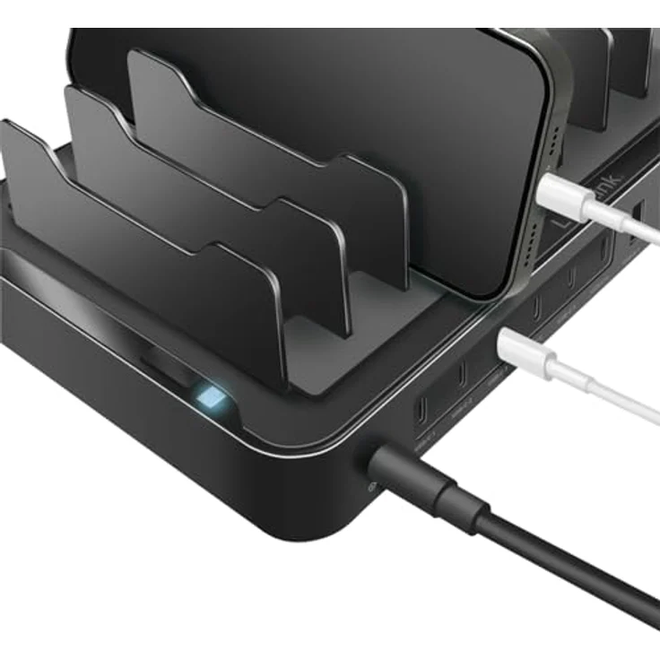 LogiLink USB-C Ladestation (120 W), USB Ladegerät mit 10 Anschlüssen, Schwarz – Bild 4
