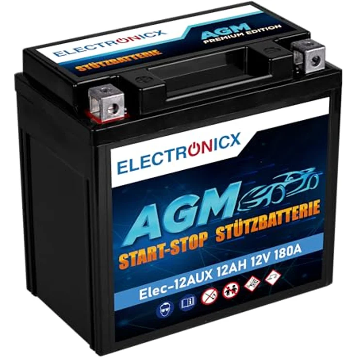 Electronicx Caravan Edition AGM Stützbatterie 12Ah 12V, wartungsfrei, auslaufsicher, tiefentladungsfest für Wohnmobil und Caravan – Bild 4
