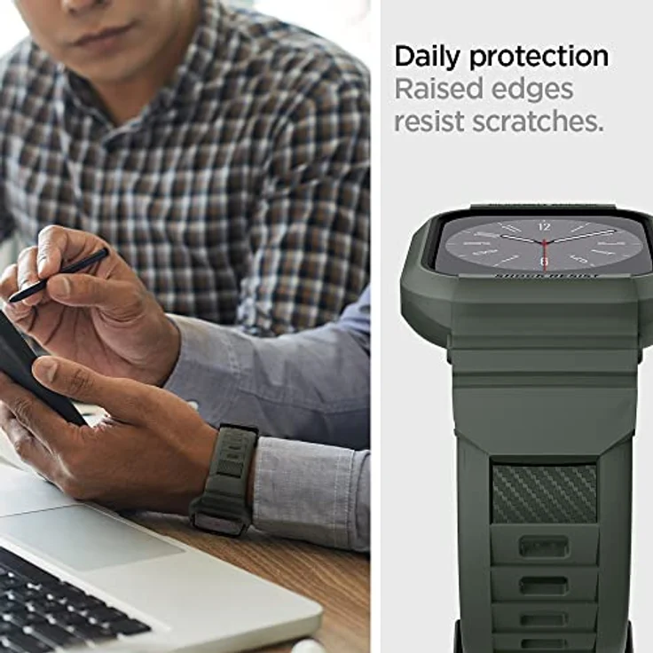 Spigen Rugged Armor Pro Kompatibel mit Apple Watch Hülle für 44mm Serie 5 - Serie 4 - Militärgrün – Bild 6