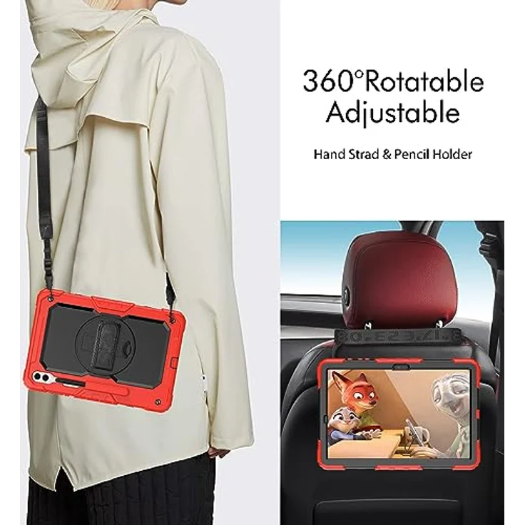Lobwerk Tablet-Hülle 4in1 für Samsung Galaxy Tab S9+ Plus 2023 SM-X810 SM-X816B 12.4, Sturzdämpfung, Aufstellfunktion, Outdoor, schwarz – Bild 7