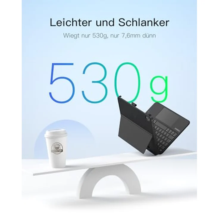 Inateck AceTouch Pro Hülle mit Tastatur für iPad 11 A16 (2025) und iPad 10. Gen (2022), Abnehmbar, 5,1" Touchpad, Vertikaler/Horizontaler Ständer, QWERTZ, Schwarz – Bild 2