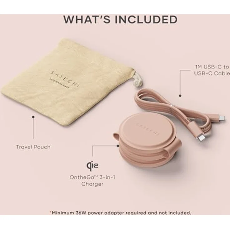 Satechi OntheGo 3-in-1 Wireless Charger mit Qi2 (15 W), Faltbares Design, Rosa – Bild 7