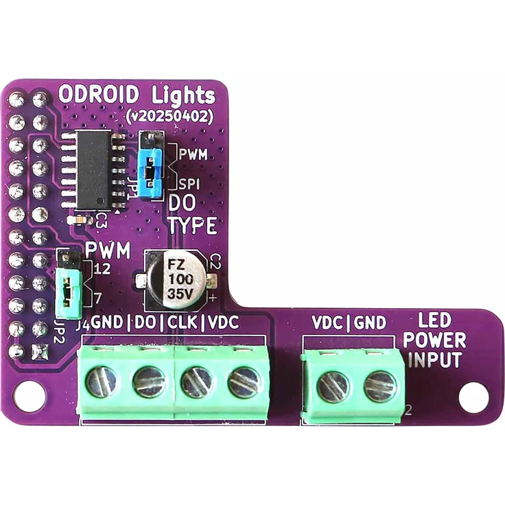 Odroid Licht-Board für ODROID-C5, Erweiterungsboard zur Ansteuerung von WS2801-LED-Streifen mit integrierten Pegelwandler, flexible Steuerung über PWM oder SPI