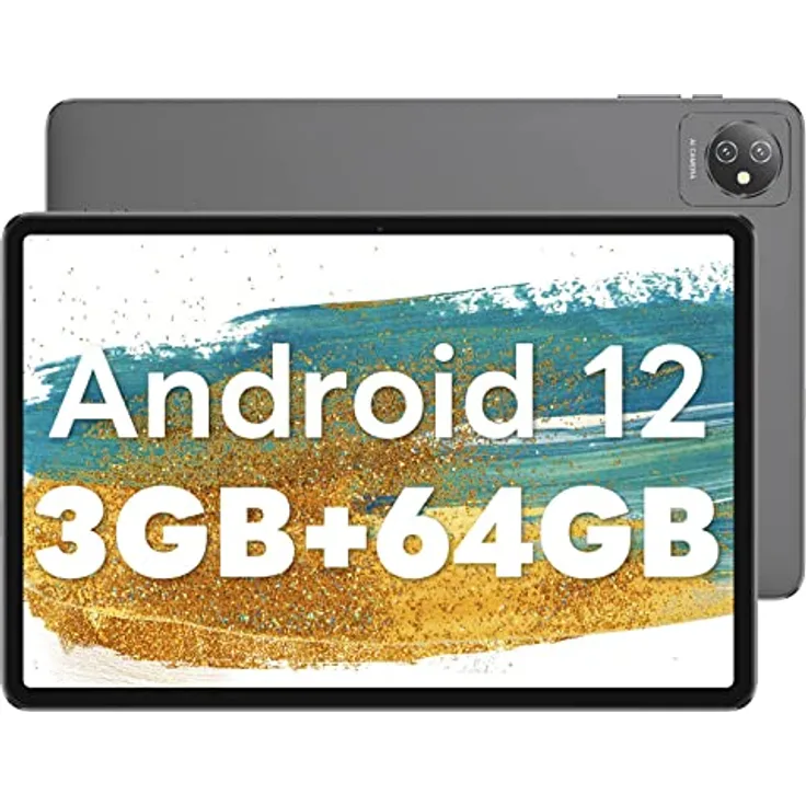 Blackview Tablet Android 12, Tab7 WiFi Tablet 10 Zoll, 3GB RAM 64GB ROM (1TB TF erweitern) 6580mAh Akku, 5MP+2MP Kamera, 1280x800 HD+ IPS Touchscreen, Bluetooth/eBook Modus/Typ-C, Tablet Grau