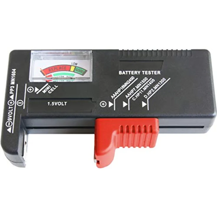 CON:P Batterietester - Mit analoger Anzeige - Zum Prüfen des Ladezustands - Ideal für Batterietypen AAA, AA, C, D (1,5 Volt & 9 Volt) - Einfache Bedienung - Batterie-Prüfgerät - Messgerät - B29821 – Bild 2