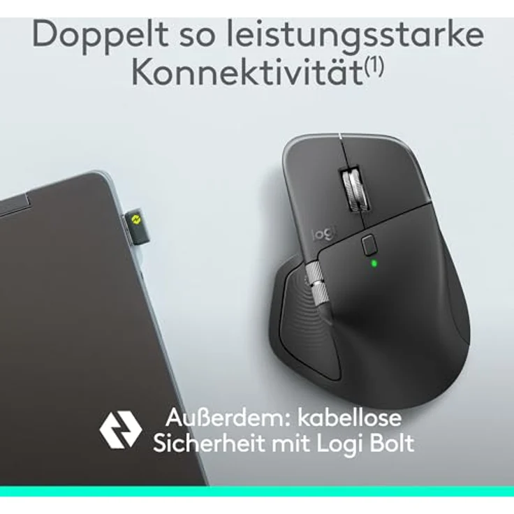 Logitech MX Master 4 for Business, kabellose Maus mit 8K DPI, MagSpeed-Scrollrad, leisen Klicks, Logi Bolt Empfänger, Bluetooth, USB-C Aufladung – Grafit – Bild 3
