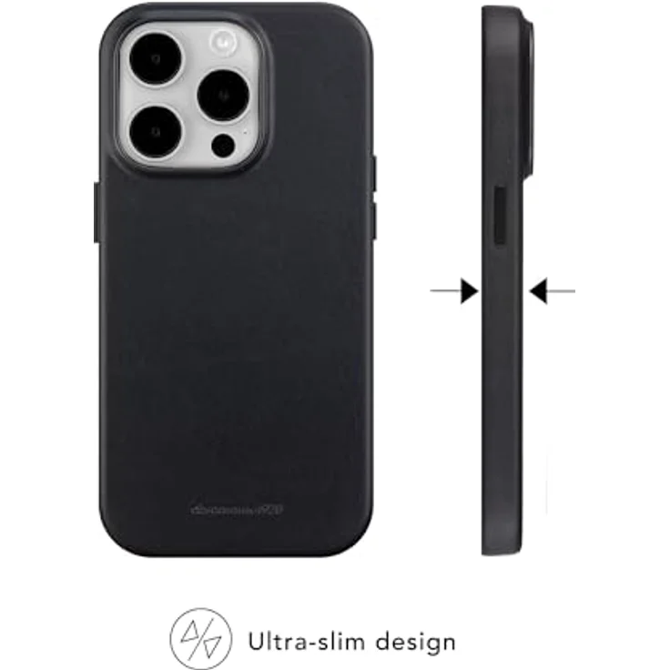 dbramante1928 Roskilde MagSafe iPhone 15 Pro aus recycelten Materialien, Vollnarbenleder, Mikrofaserfutter, 1,2/4ft Stoßschutz, MagSafe-Magnet, schwarz – Bild 2