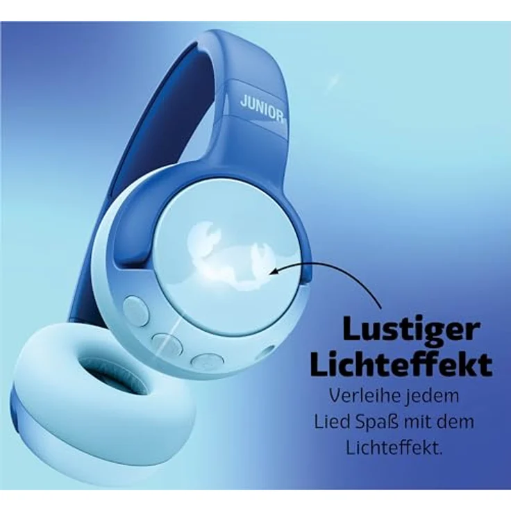 Fresh 'n Rebel Code Junior, Kabellose Bluetooth-Kopfhörer für Kinder, sicherer Klang (<85dB), inkl. Audiokabel, LED-Lichteffekte, 48 Std. Spielzeit (Wavy Water) – Bild 3