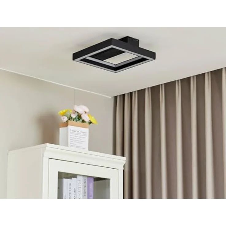 Lucande LED Deckenlampe dimmbar 30 cm, RGB Backlight, wechselbare Lichtfarbe (2700-6500K), Fernbedienung, App Steuerung, Smart Home Wohnzimmerlampe - Schwarz – Bild 3