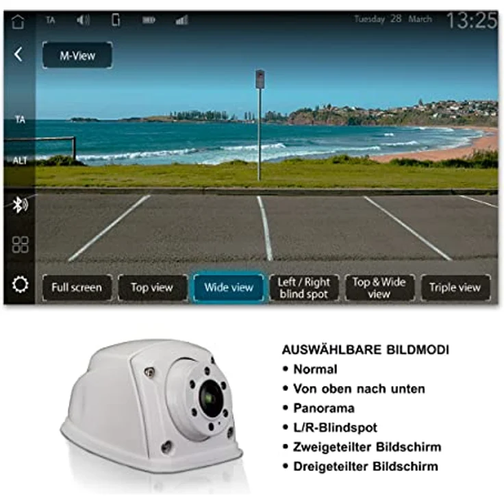 Zenec ZE-RVSC150MV, Multi-View Rückfahrkamera mit 6 Anzeigemodi und robustem Aluminiumgehäuse, kompatibel mit ZENEC Geräten – Bild 2