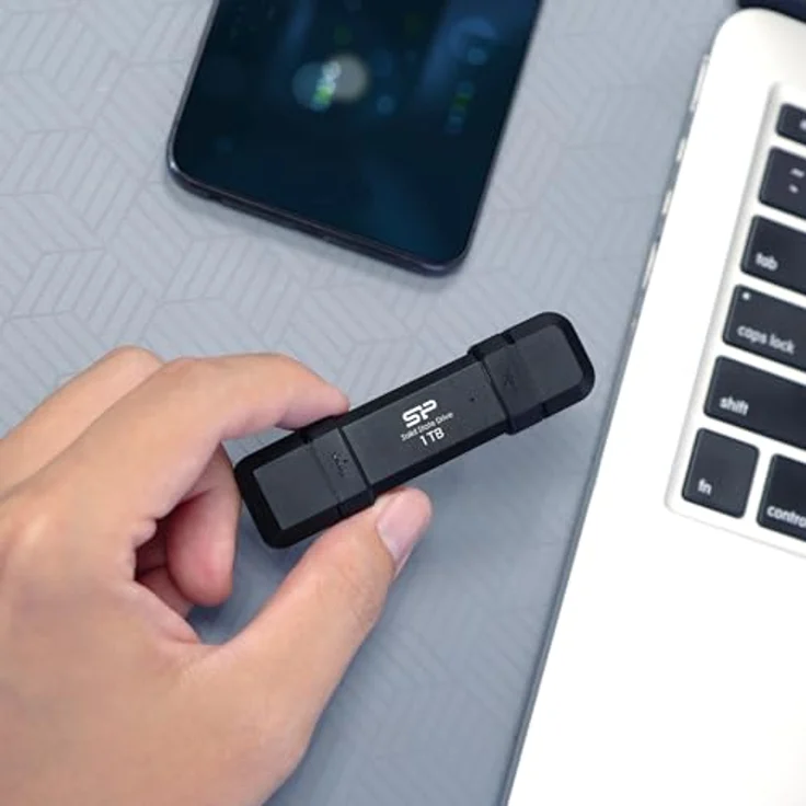 Silicon Power Marvel Extreme DS72 SSD-Solid-State-Laufwerk, 2 TB, tragbar, USB 3.2 Gen 2, Typ-C/Typ-A, Schwarz, bis zu 1050 MB/s Lesen, Aluminium-Design – Bild 3