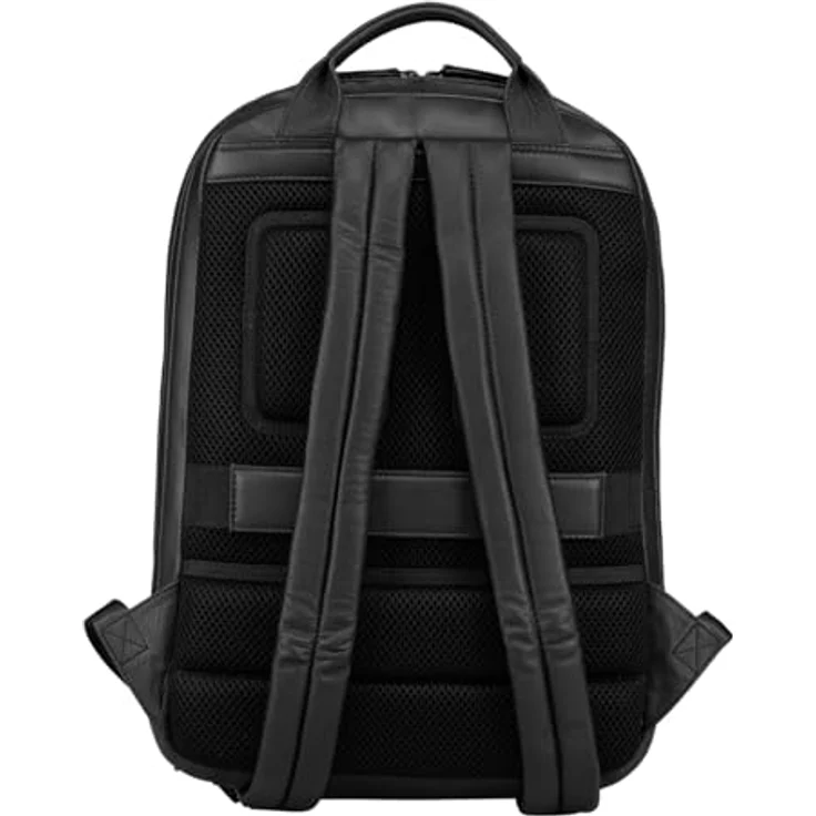 Jost Tromsoe Backpack Black, Leder Laptoprucksack mit gepolstertem Laptopfach und Trolleyhalterung – Bild 3