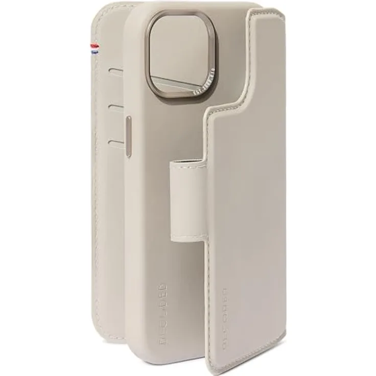 Decoded 2-in-1 Abnehmbare Schutzhülle für Apple iPhone 15 - Hochwertiges Europäisches Leder - Kartenhalter Hülle - Lederhülle - MagSafe-Kompatibel - Microfiber Lining - Clay Beige