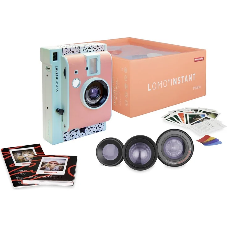 Lomo Instant Mini Milano Edition, Sofortbildkamera in Blau und Rosa, kompakte und stylische Fotografie