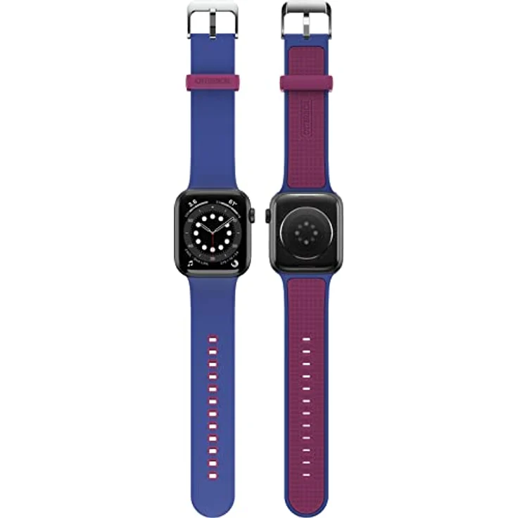 OtterBox All Day Uhrenarmband für Apple Watch Series 9/8/7/6/SE 2. gen/SE 1. gen/5/4/3 - 42mm/44mm/45mm, Blau/Lila - Strapazierfähiges Silikonband, angenehme Haptik, antimikrobiell – Bild 3
