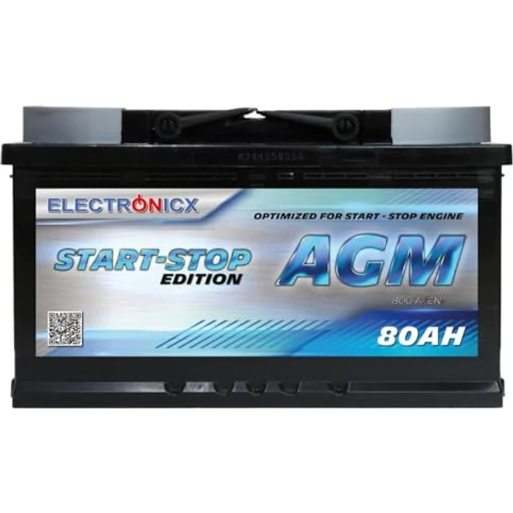 Electronicx AGM Autobatterie 80AH - 12V Starterbatterie für Start-Stop Systeme mit hoher Startkraft, wartungsfrei und sicher – Bild 1