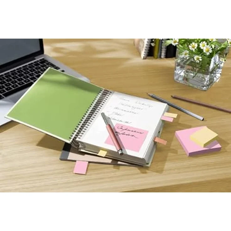 Post-it Notes Recycling Haftnotizblock, 76x76mm, gelb, 600 Blatt (6x100) in Vorratsbox, rückstandsfrei lösbar, aus 100% Altpapier – Bild 2