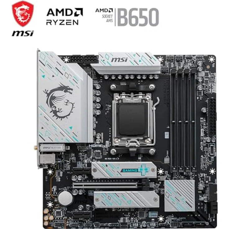 MSI B650M Gaming Plus WiFi Motherboard, mATX - Unterstützt AMD Ryzen 8000/7000 Prozessoren, AM5 - DDR5 Memory Boost 7800+ MHz/OC, PCIe 4.0 x16, M.2 Gen4, Wi-Fi 6E – Bild 2