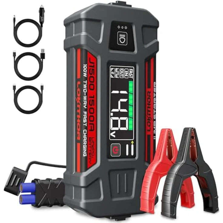 Lokithor J1500 Powerbank / Starthilfe - 1000A 12V 46Wh, tragbare LED-Taschenlampe, LiFePO4-Sicherheitsbatterie – Bild 2