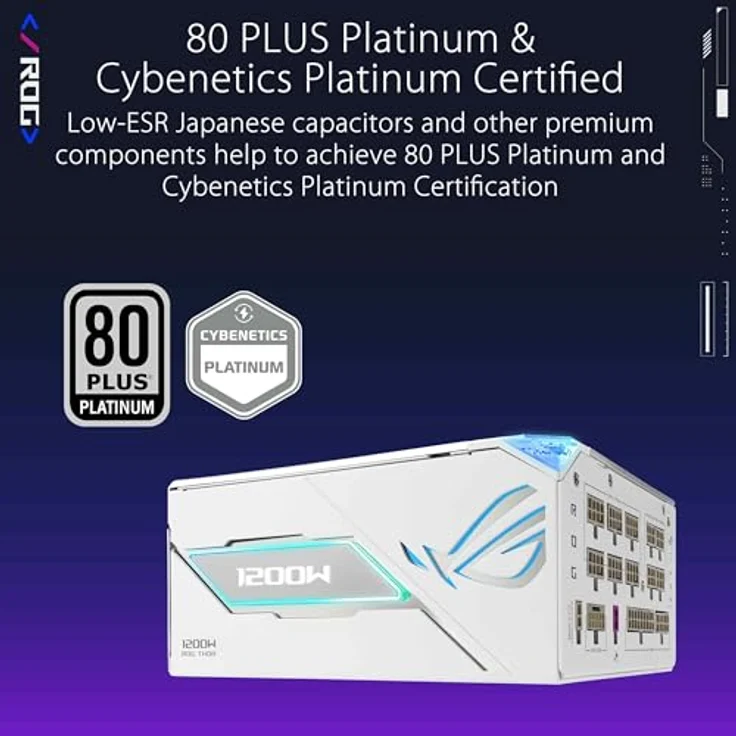 ASUS ROG Thor 1200W Platinum III, PC Netzteil mit 80 PLUS Platinum, vollständig modular, RGB-Beleuchtung, Weiss – Bild 8