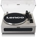 Lenco LS-440 Plattenspieler - Bluetooth Plattenspieler - integrierte Lautsprecher 40 Watt RMS - Riemenantrieb - Pitch Control - Vorverstärker - RCA Out und AUX-In - Grau