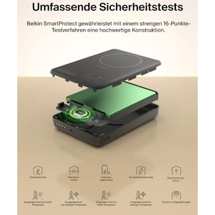 Belkin BoostCharge Power Bank, Slim Magnetic mit Qi2, USB-C, 30 Watt, 10000 mAh, Schwarz – Bild 12