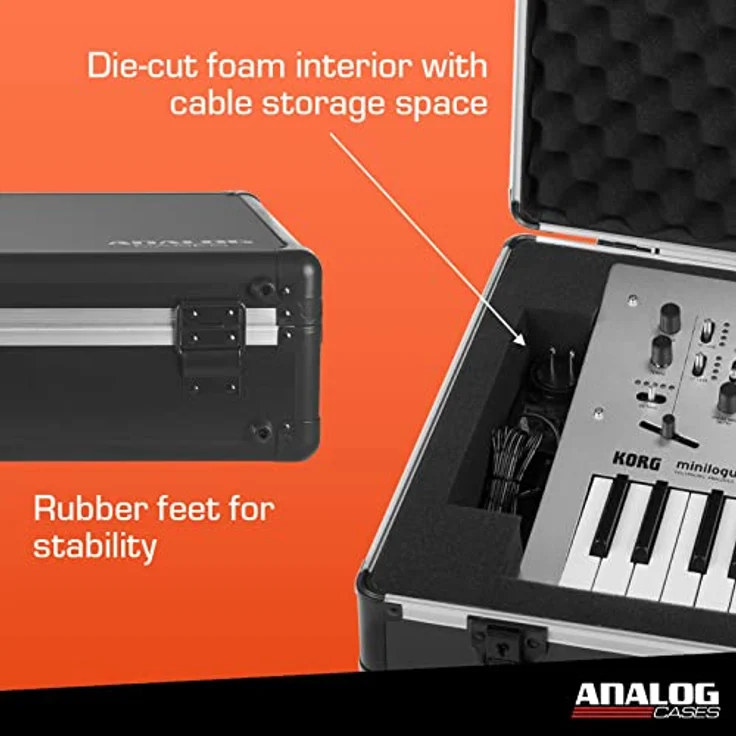 Analog Cases UNISON Case für Korg Minilogue/Minilogue XD oder vergleichbare Synthesizer (Transportkoffer, Eckschutz aus Aluminium, gepolsterter Deckel mit Tragegriff), Schwarz – Bild 3