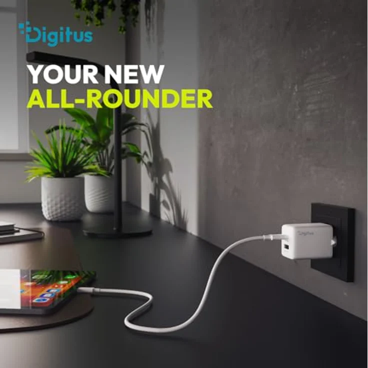 DIGITUS USB-Ladegerät GaN II 45W, 1x USB-C & 1x USB-A, weiß, kompakt – Bild 8