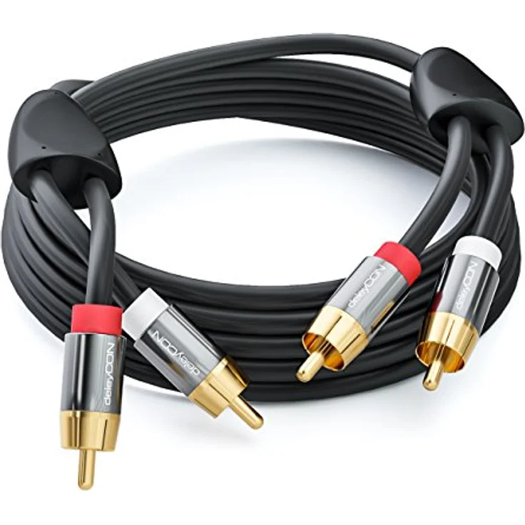 deleyCON 2m Cinch Kabel Stereo Audio Cinch RCA Kabel 2X Cinch Stecker zu 2X Cinch Stecker HiFi-Anlage HiFi-Receiver Heimkino Blu-Ray Player Schwarz – Bild 5