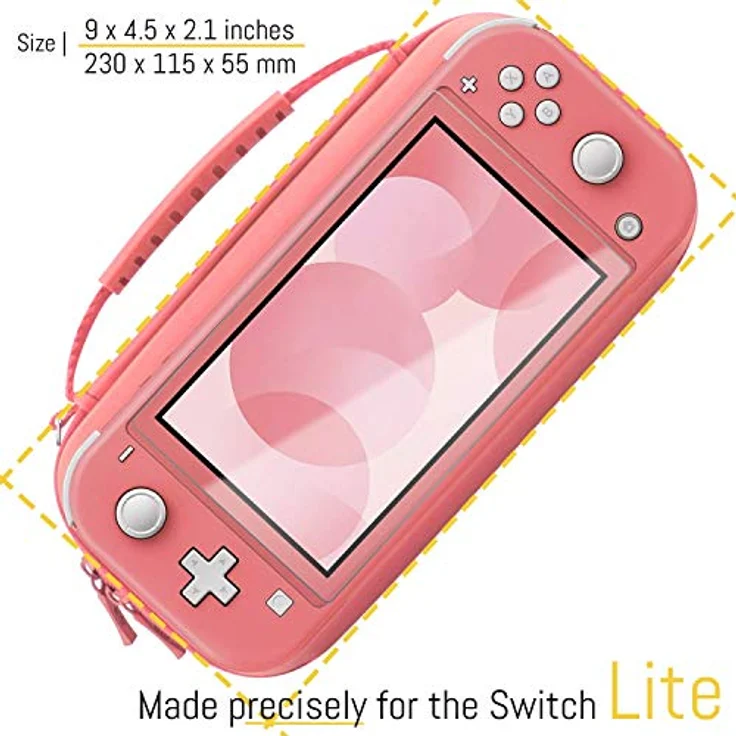 Orzly Tragetasche für Nintendo Switch Lite (2019) – Hartschalen Schutzhülle mit Innentasche für Zubehör – Koralle – Bild 4