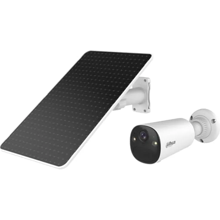 Dahua BF8C Überwachungskamera Aussen Solar 8MP, 4K Ultra HD, 122° Blickfeld, WLAN, KI-Erkennung, Farbnachtsicht, IP66, Zwei-Wege-Audio, Weiß