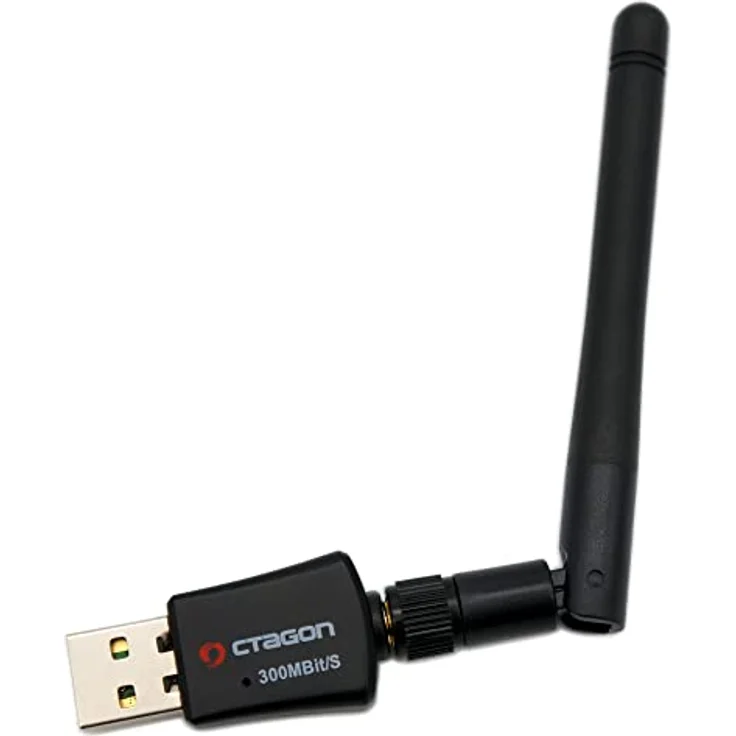 Octagon WL318 Optima WLAN Adapter mit Antenne, 300 MBit/s, 2.4 GHz, USB 2.0, schwarz – Bild 2