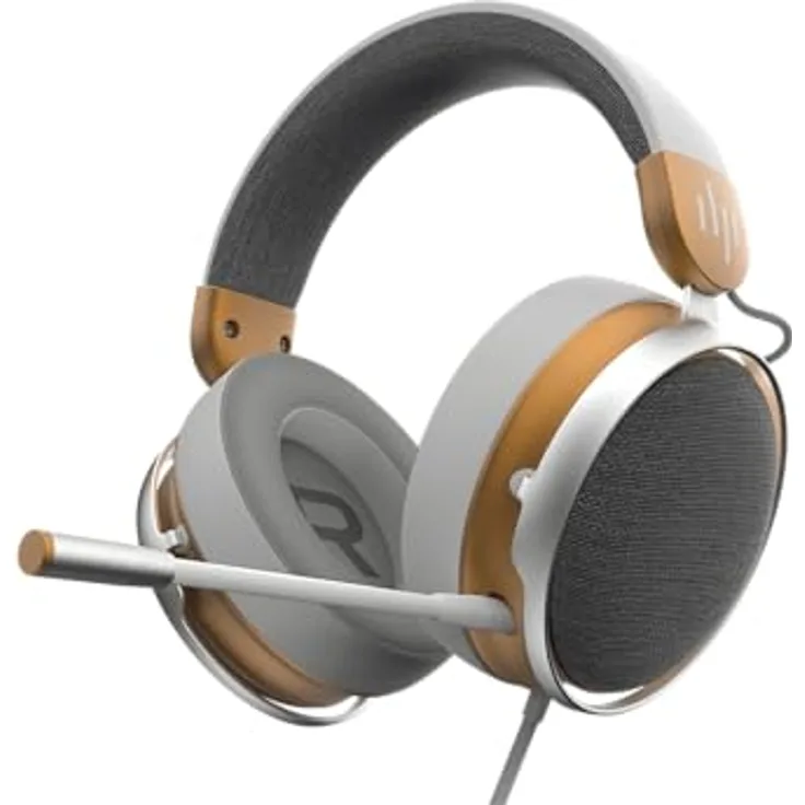 Dark Project Sono, Kabelgebundene Over Ear Kopfhörer mit ANC und 53 mm Treibern, Gold-Weiss