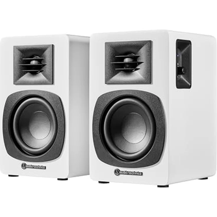 Audio-Technica AT-SP3xWH Aktive Kompaktlautsprecher, Bluetooth-fähig, minimalistisches Design, optimal abgestimmt für volles Klangspektrum, weiß – Bild 2
