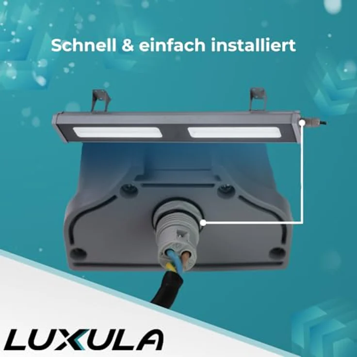 LUXULA LED Hallenstrahler eckig, 5000K neutralweiß, LED-HighBay linear, IP65, TÜV-geprüft, 120 lm/W, 120°, robustes Gehäuse, Hallenleuchte (100 Watt) – Bild 4