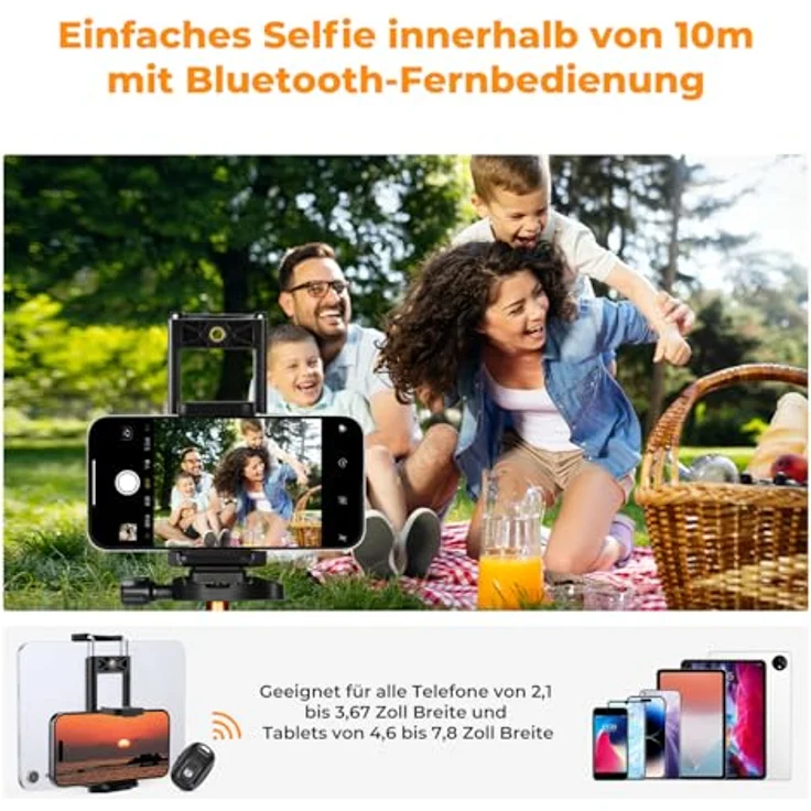 K&F CONCEPT Kamerastativ S255A3+BH-36, 190cm leichtes Reisestativ mit 360° Kugelkopf, Handy-Tablet-Halterung und 2 Schnellwechselplatten – Bild 4