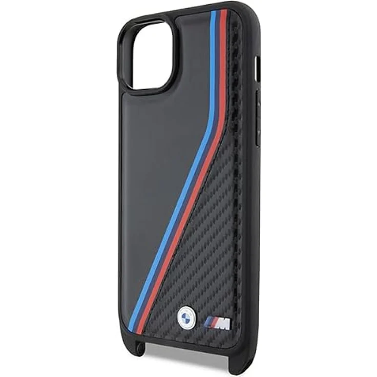 BMW M Edition Carbon Tricolor Lines & Strap Hülle für iPhone 15 / 14 / 13 - Schwarz, sportliches Design, exzellenter Schutz – Bild 5